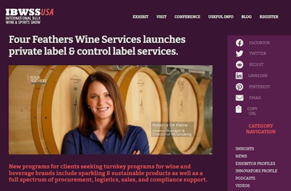 Rebecca De Kleine, general manager and director of Four Feathers Wine Services