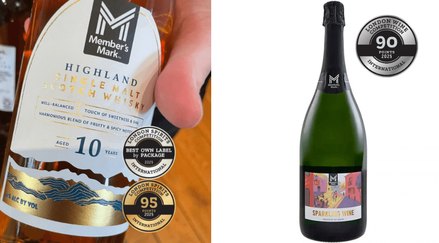Sam’s club private label Members Mark Highland Single Malt Whiskey winning Best Own Label range at the International London Spirits Competition